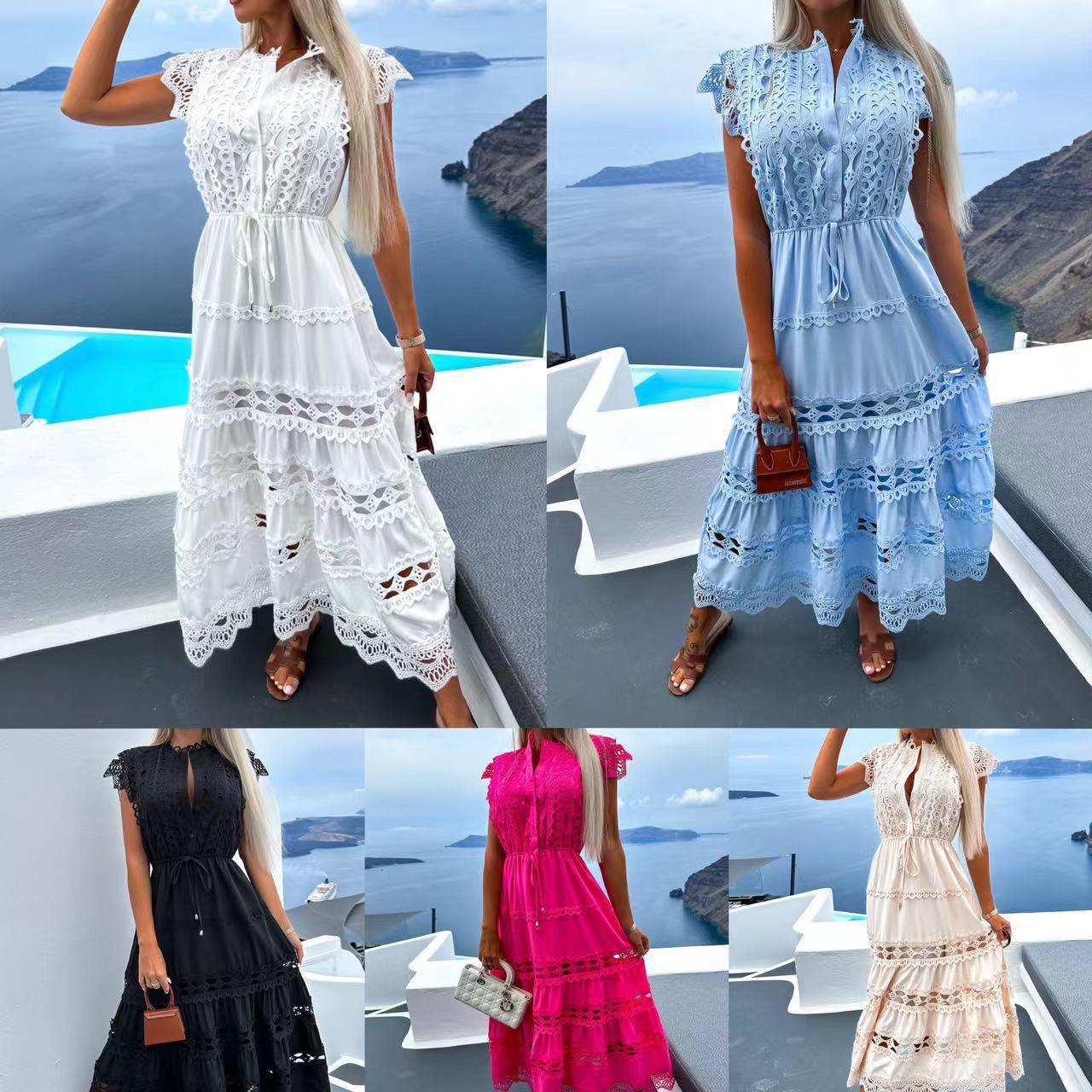 2023 New European And American Cross-border Women's Clothing Independent Station AliExpress Fashion Long Stitching Dress For Women