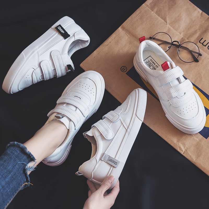 New Velcro Small White Shoes Women's Korean Version All-match Basic Student Flat Shoes Casual White Shoes