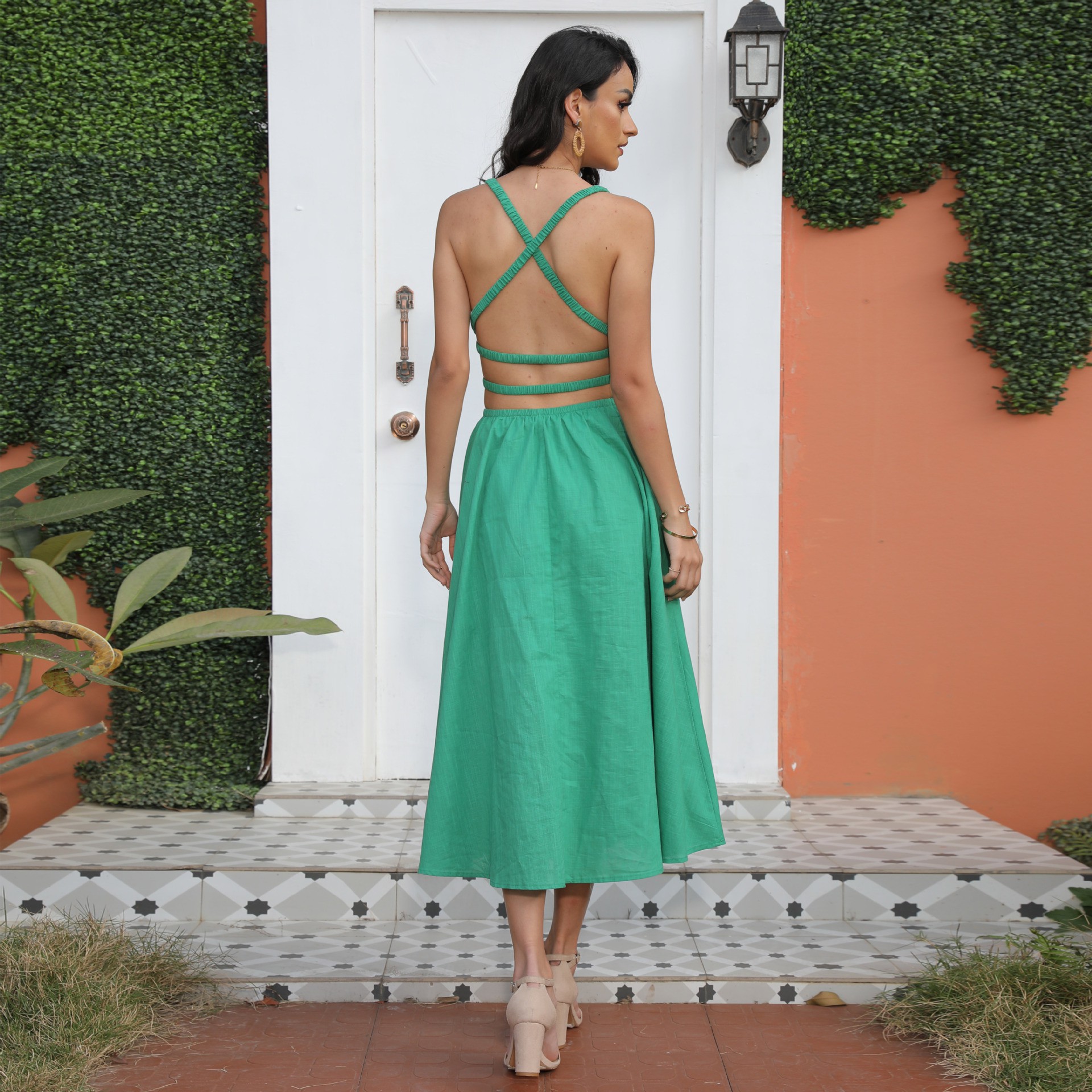 New Women's Clothing Wish Dunhuang Sexy Sleeveless Suspender Dress Slim