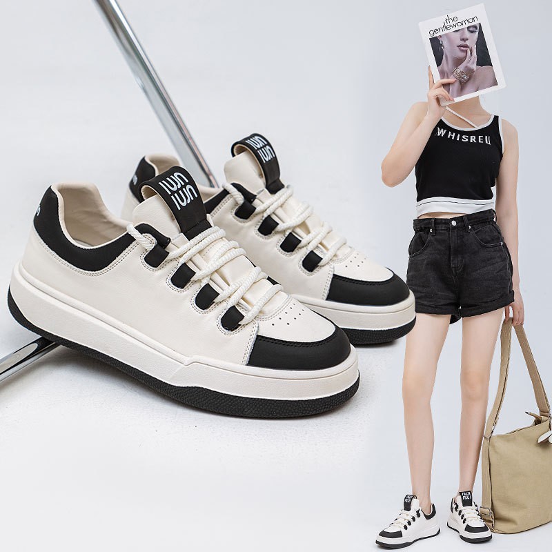 Genuine Leather Women's Shoes Summer All-match Thick-soled Casual Shoes