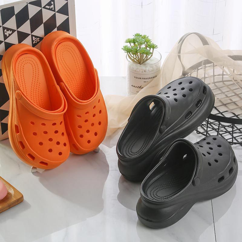 Hole Shoes Women's Baotou Heightening Garden High Heels Thick Bottom Light Beach Hole Daddy Sandals