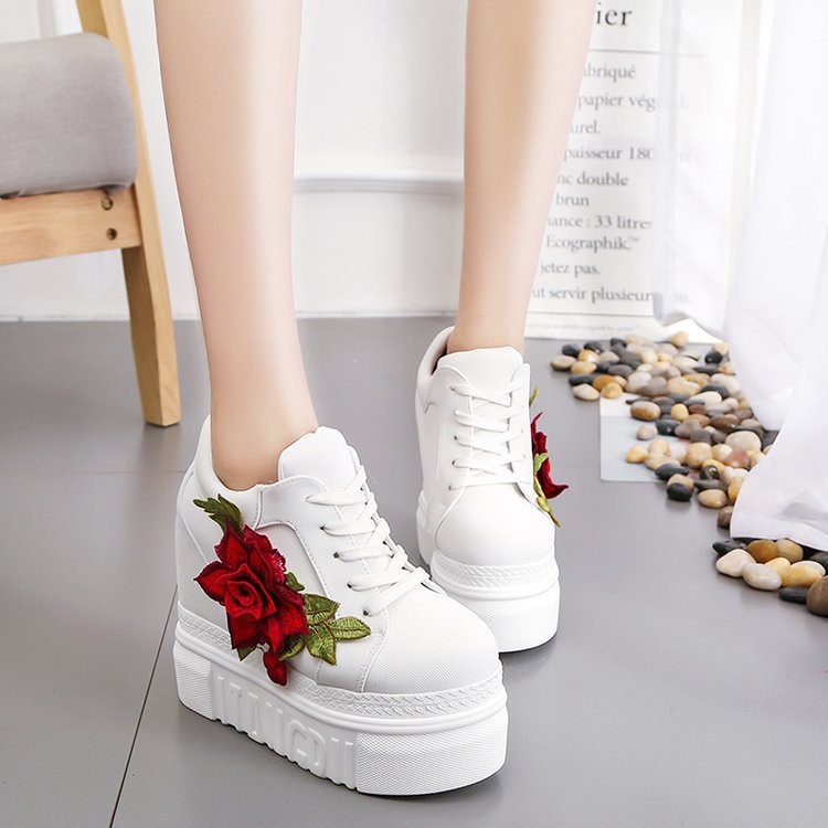 Sponge Cake Sticky Flower Canvas Shoes Women&amp;#039;s  New Thick-soled Casual Inner Heightening Women&amp;#039;s Shoes