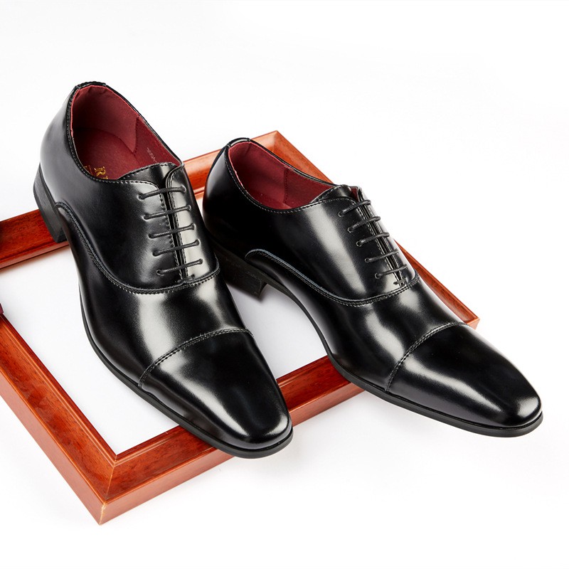New Japanese Business Leather Dress Shoes Men's Lace-up Non-commissioned Officer Wedding Shoes Three-joint Oxford Shoes British